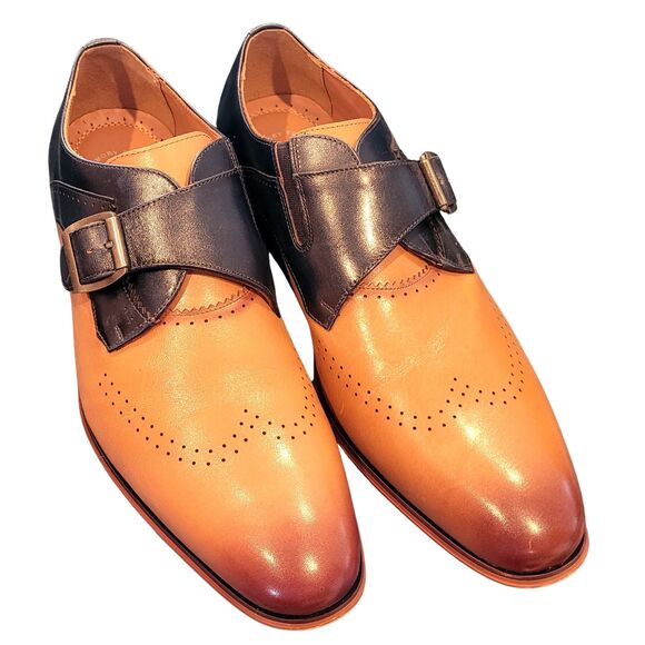Stacy Adams 2 Tone Oxford Brown Black Single Monk Strap size 10.5 Shoes Slip On main image 5
